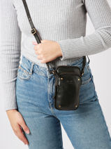Telefoonetui /cross Body Leder Basilic pepper Zwart boston BBOS04-vue-porte