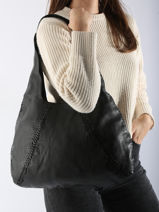 Schoudertas Milan Leder Basilic pepper Zwart milan BMIL01-vue-porte