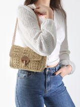 Crossbody Tas Moyen Moon Raffia Vanessa bruno Beige moon raphia 91V40533-vue-porte