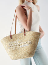 Schoudertas Milos Stro Les tropeziennes Bruin milos TZ01-vue-porte