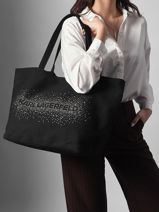 Shopper K/essential Rhinestone Logo Karl lagerfeld Zwart k essential B1W50087-vue-porte