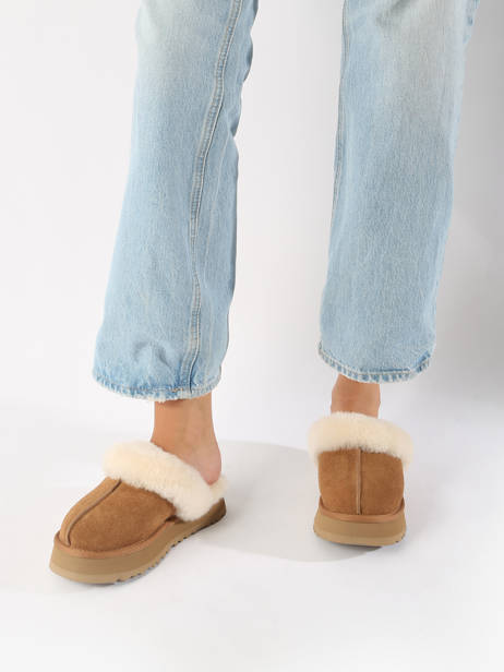 Pantoffels Disquette Met Platformzool Uit Leder Ugg Bruin accessoires 1122550 ander zicht 1