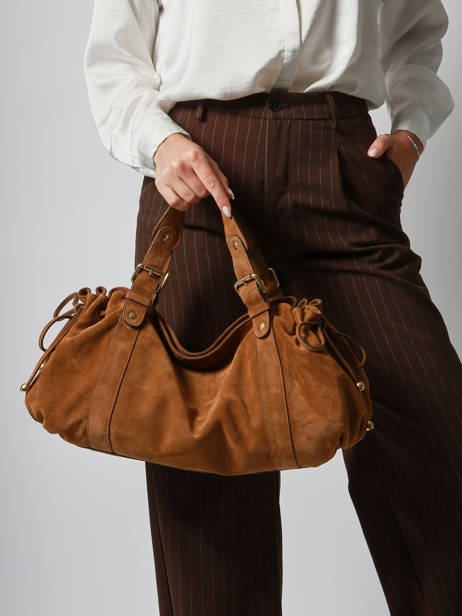 Schoudertas Folk Leder Gerard darel Bruin folk DAS01407 ander zicht 1