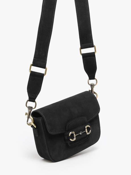 Cross Body Tas Velvet Leder Milano Zwart velvet VE260611 ander zicht 2