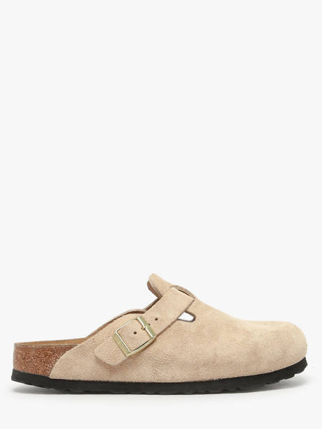 Slippers Boston Uit Leder Birkenstock Beige women 1030883