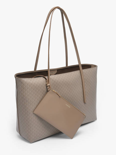 Schoudertas Coated Emblem Gerecycleerd Polyester Calvin klein jeans Beige coated emblem 4F3266G ander zicht 1