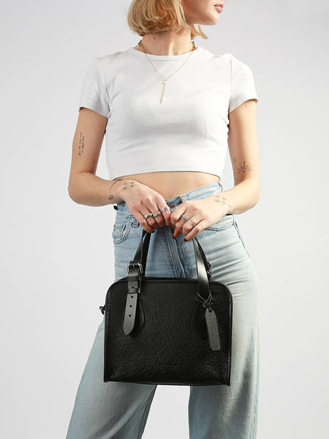 Handtas Vintage Leder Paul marius Zwart vintage S ander zicht 1