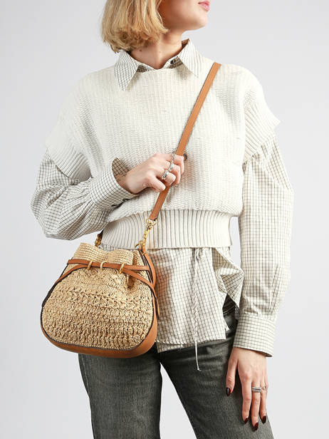 Cross Body Tas Le Mini Romy Leder En Raffia Gerard darel Beige raphia E454 ander zicht 1
